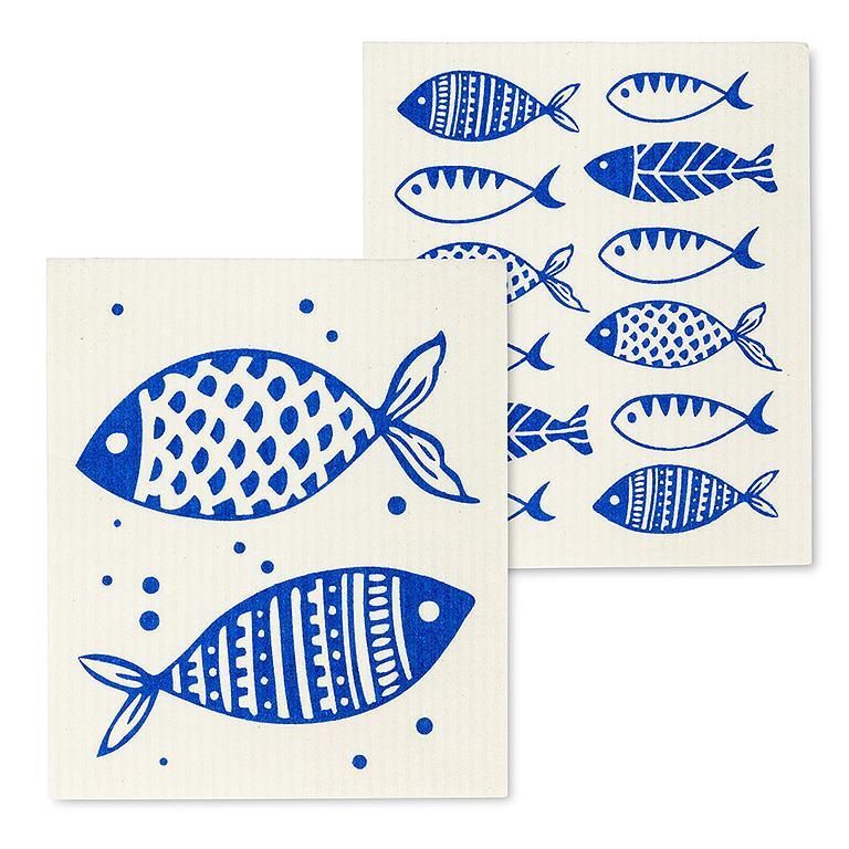 Linge suédois ''Poissons bleus''