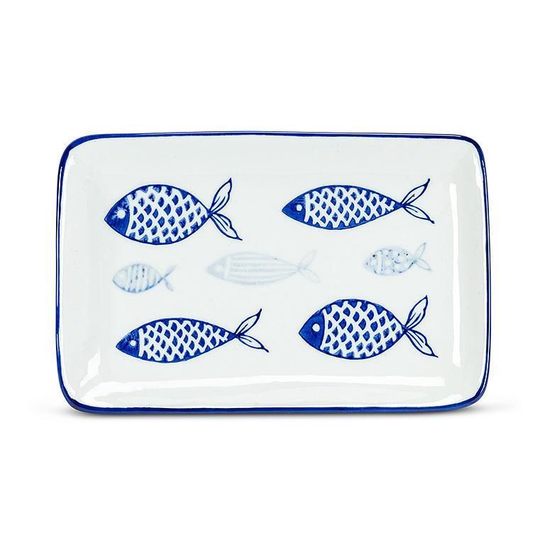 Assiette poissons bleus - Large
