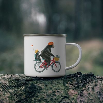 Tasse émail Ours à Vélo