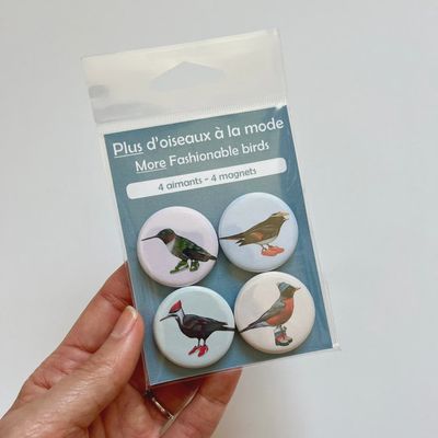 Aimant Plus d'Oiseaux à la mode (ensemble de 4)