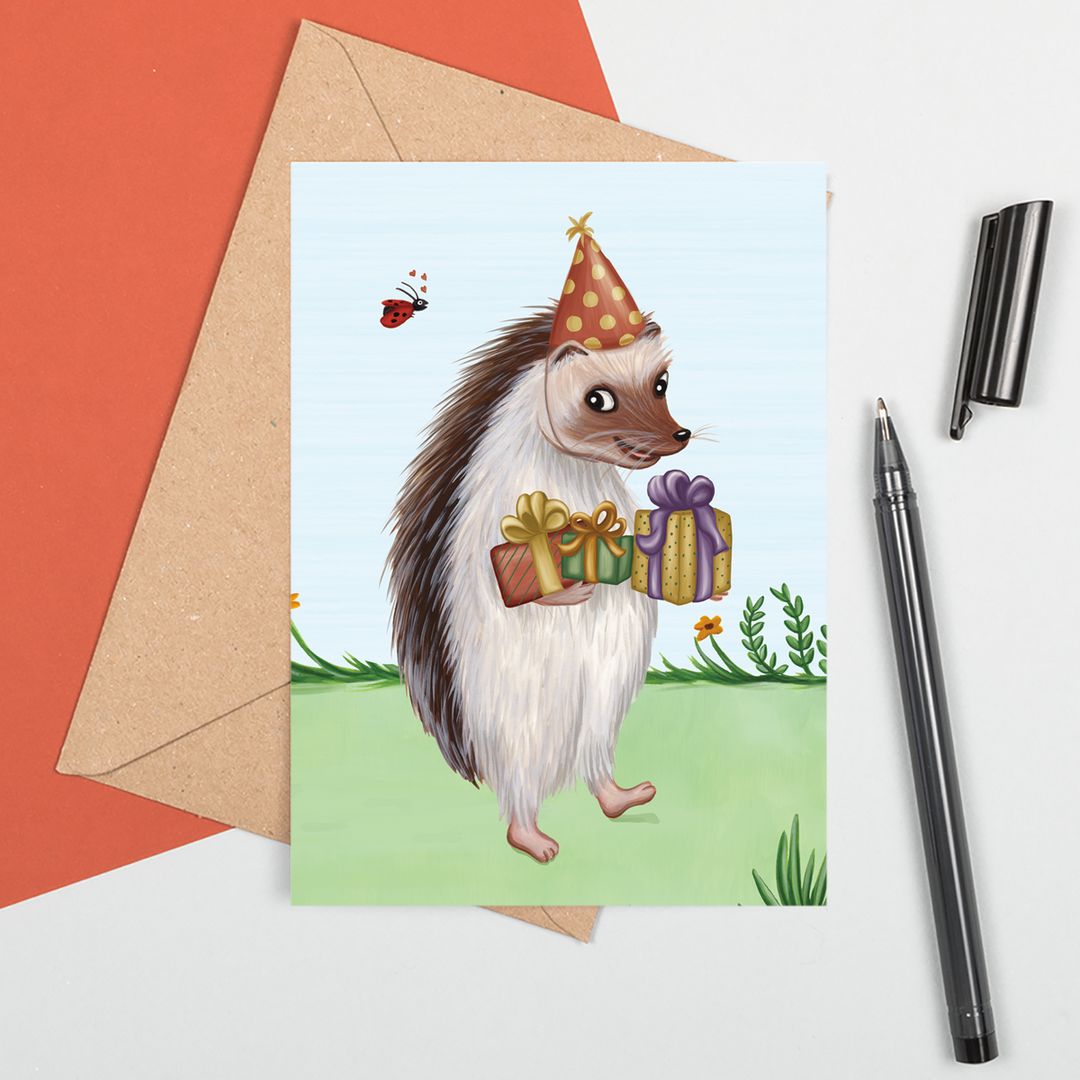 Bonne fête Edmond le hérisson-  Carte de souhaits