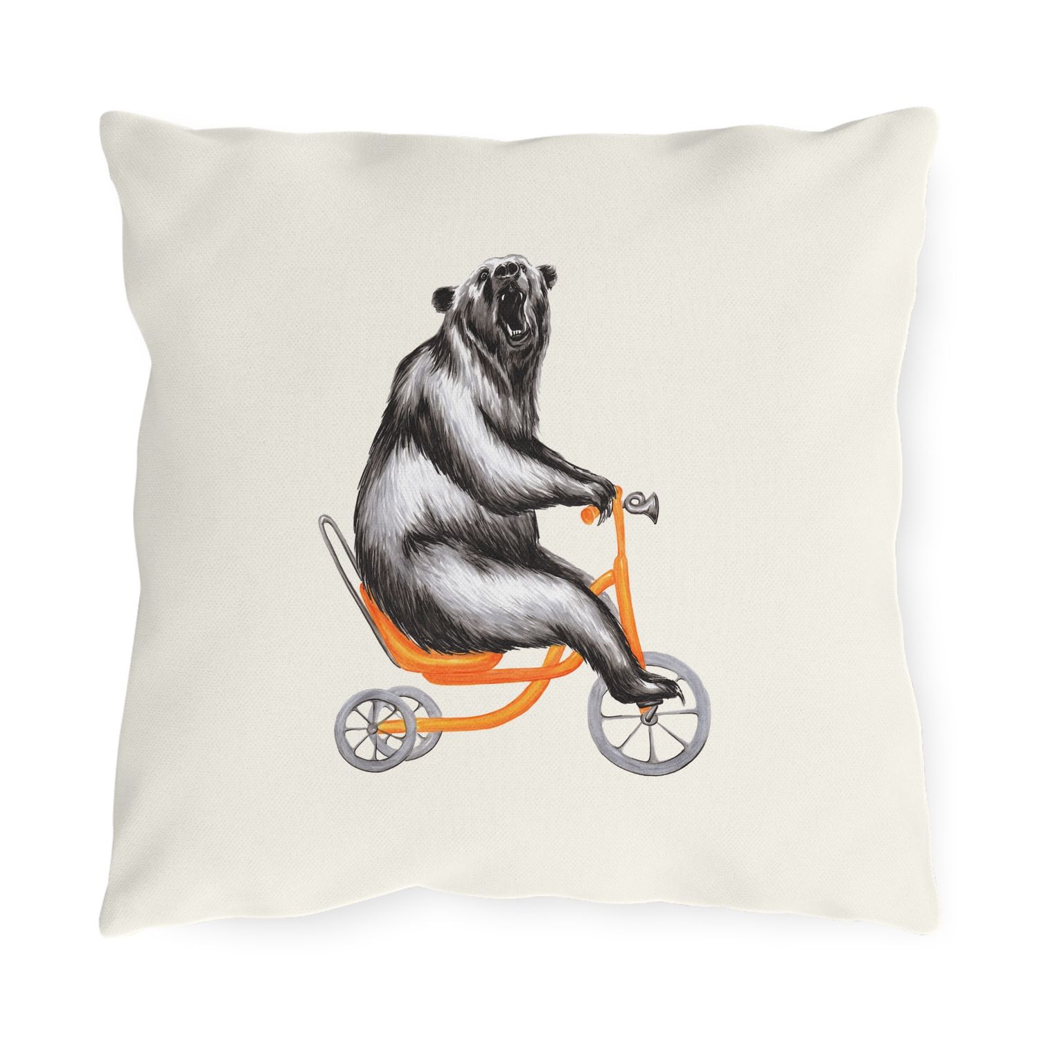 Coussin - Ours en trotinette