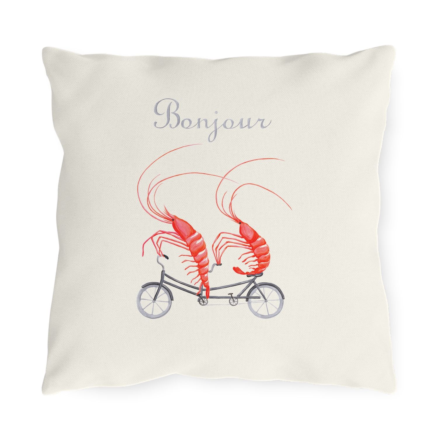 Coussin Crevettes à vélo Bonjour