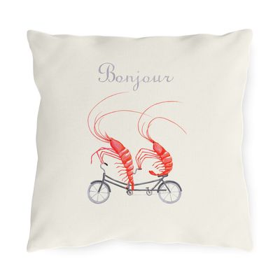 Coussin Crevettes à vélo Bonjour