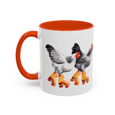 Tasses Poules en Patin a Roulettes