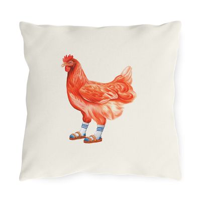 Coussin Poule en sandales