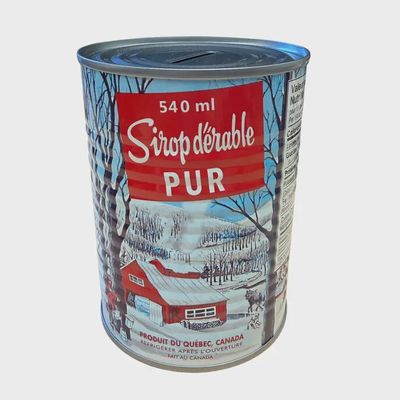 Tirelire en forme de boîte de sirop d'érable