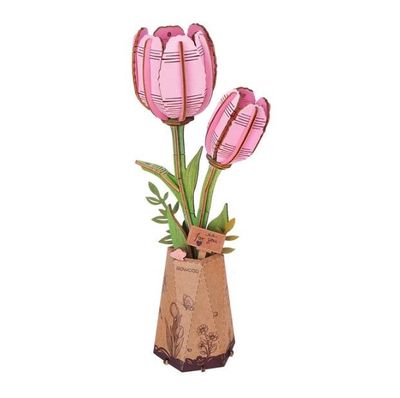 Puzzle en bois - Tulipe Rose