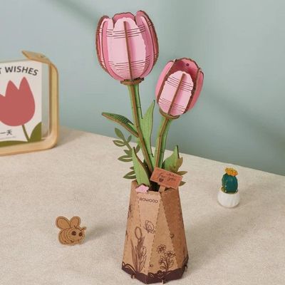 Puzzle en bois - Tulipe Rose