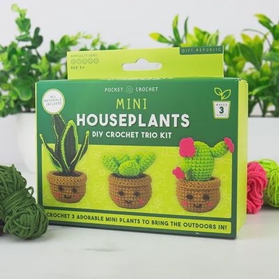 Kit trio de mini plantes d'intérieur à crocheter soi-même