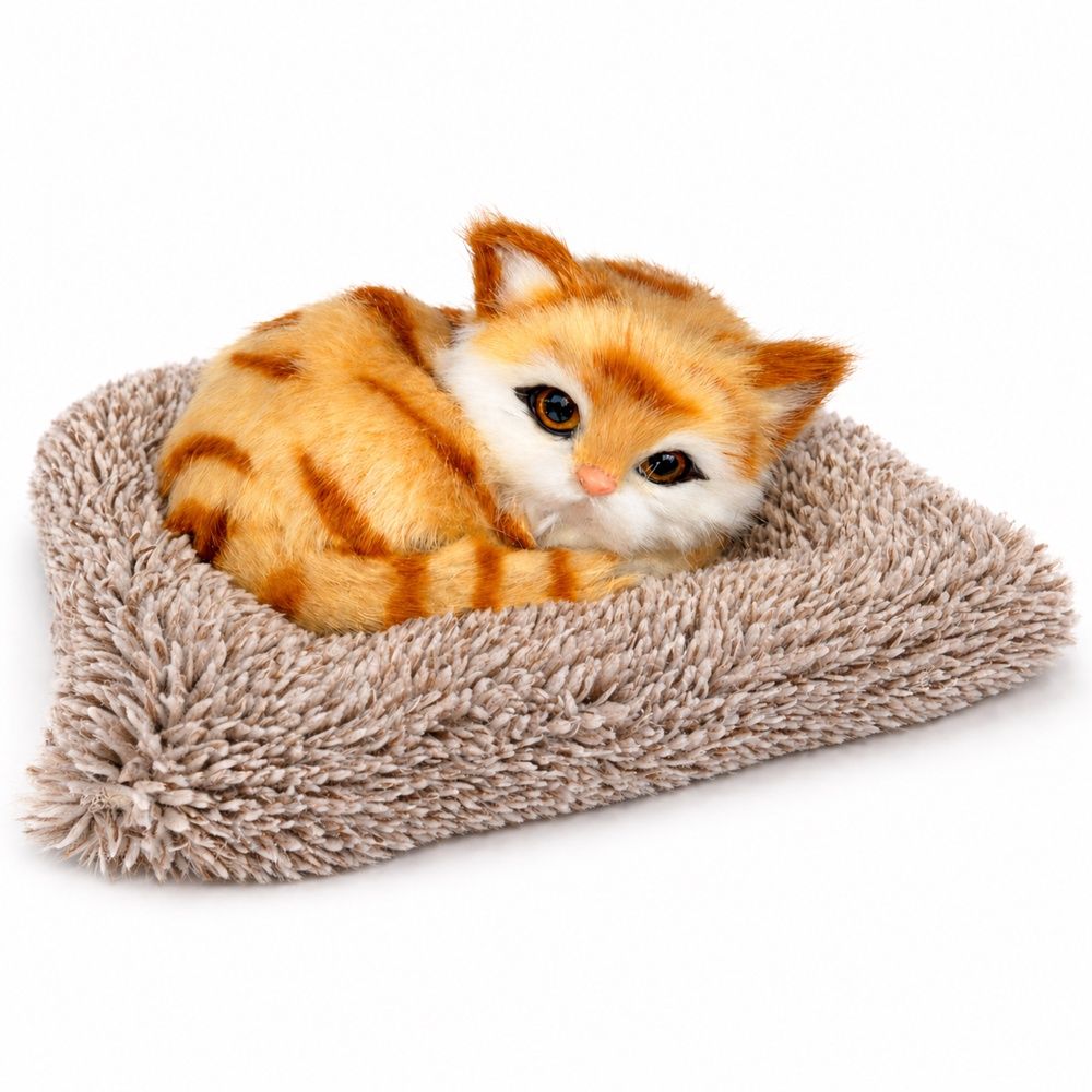 Peluche chat roux yeux ouverts