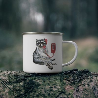 Tasse en émail Raton au téléphone