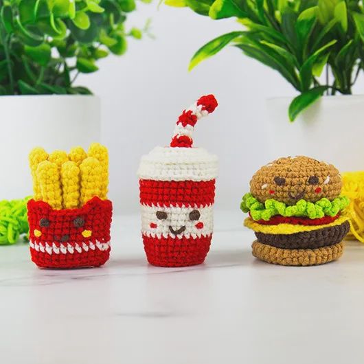 Kit trio Fast Food à crocheter soi-même - GR110029