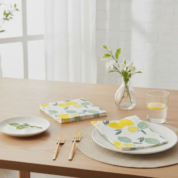 20 serviettes déjeuner 3 plis (citron et citron vert)