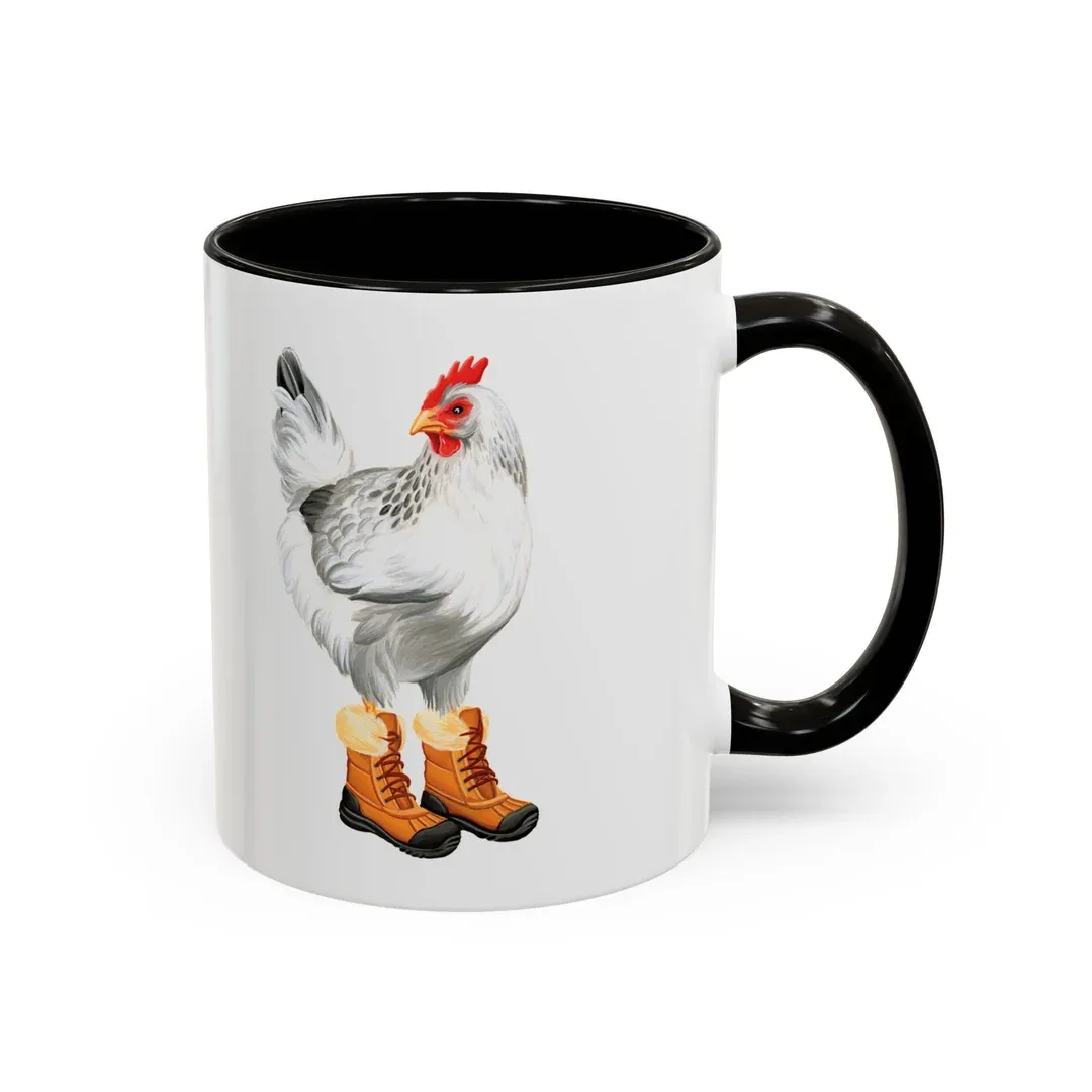 Tasse poule en botte d'hiver