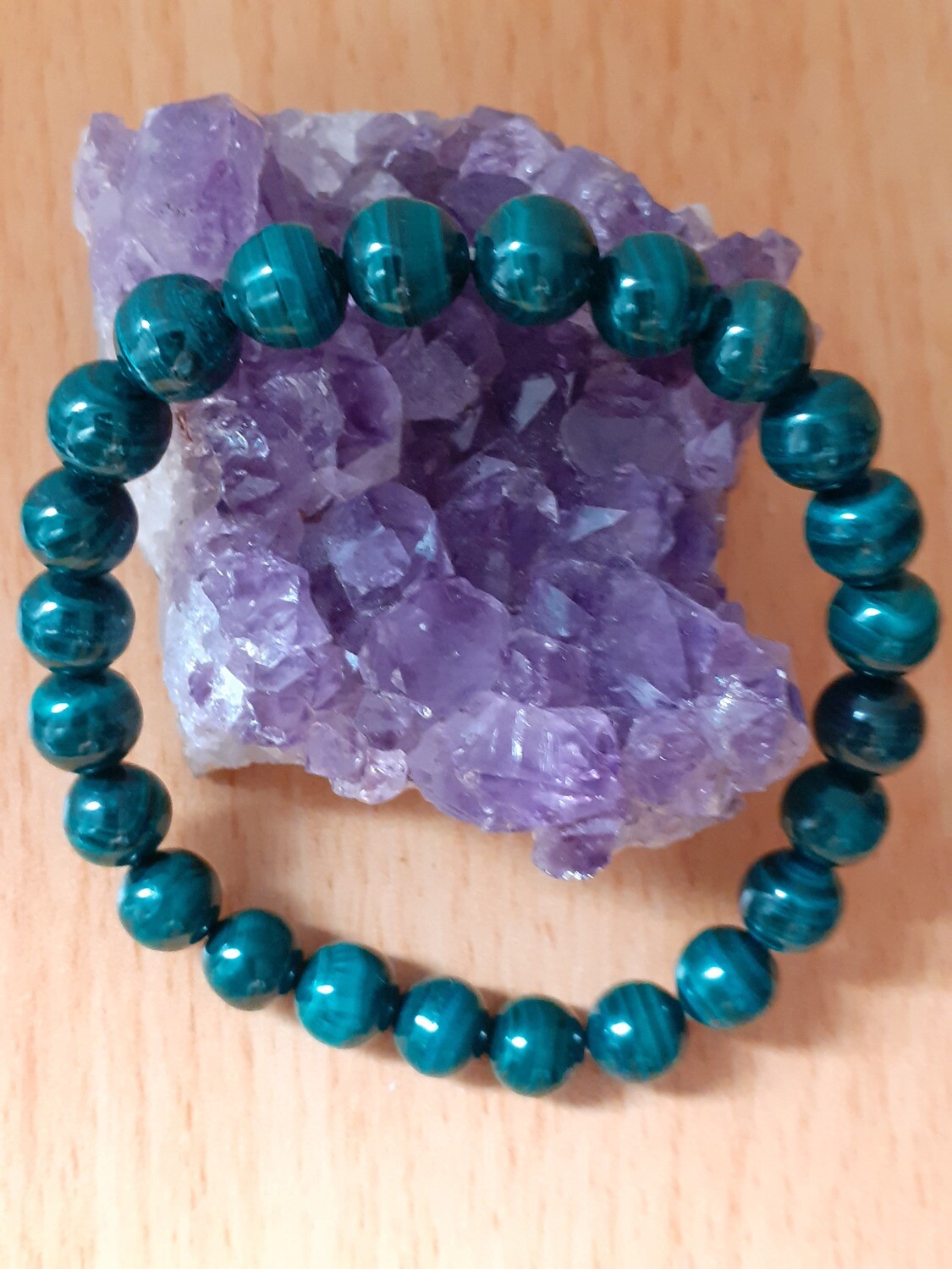 BRACELET BOULE 8MM MALACHITE AA (CONGO)