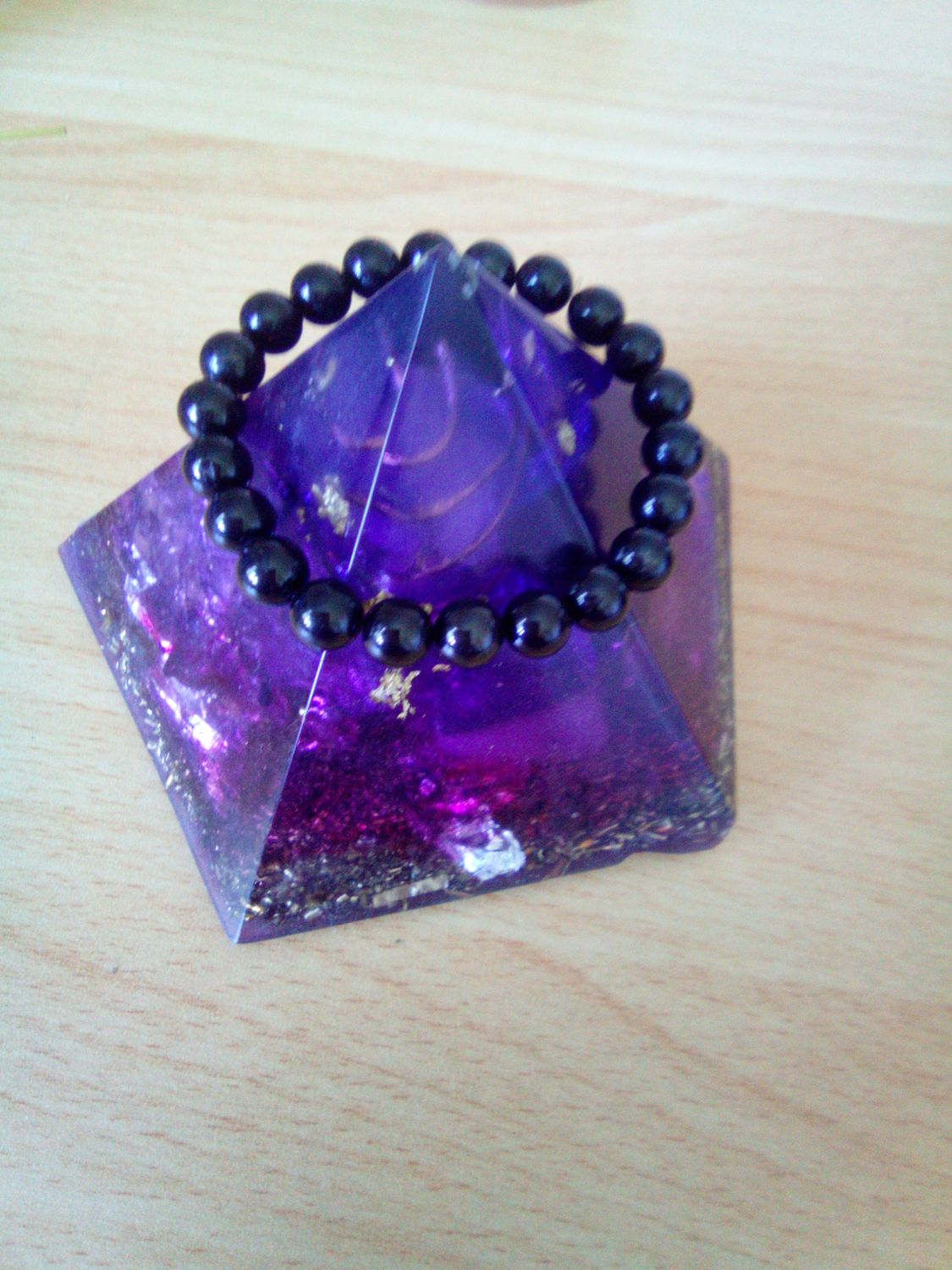 BRACELET BOULE 8MM TOURMALINE NOIRE