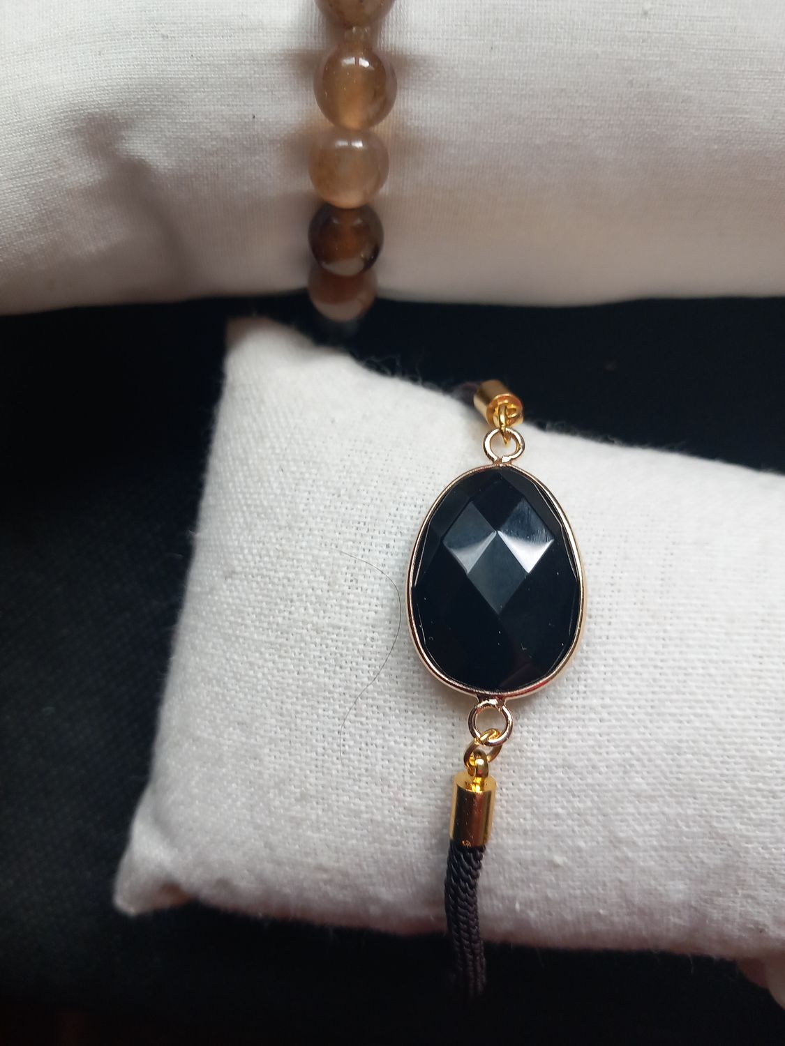 BRACELET REGLABLE OBSIDIENNE NOIRE