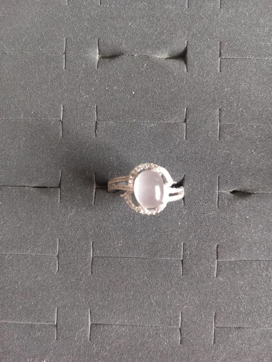BAGUE QUARTZ ROSE  ARGENT 925  REGLABLE
