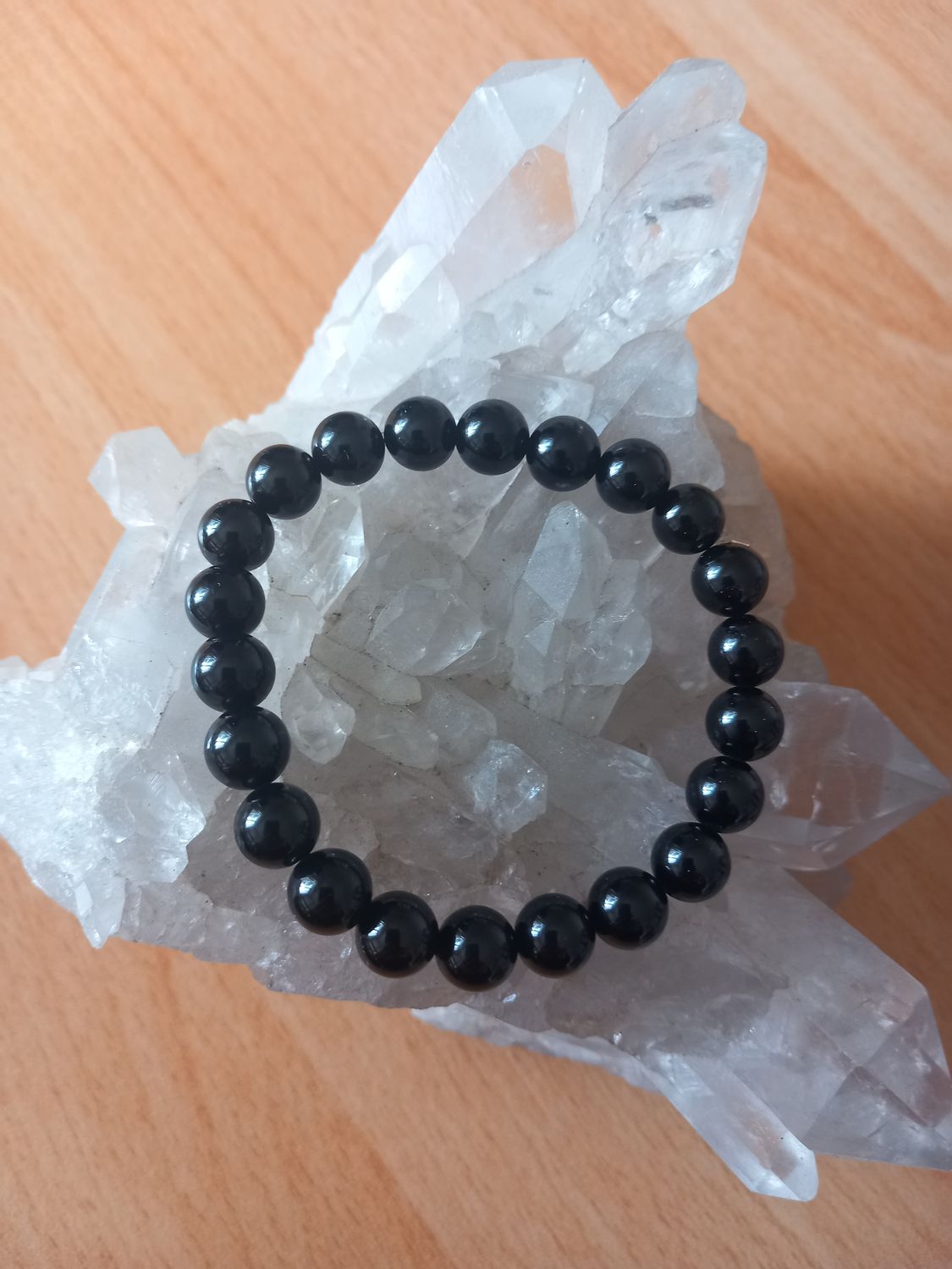 BRACELET BOULES 8 MM SPINELLE NOIR