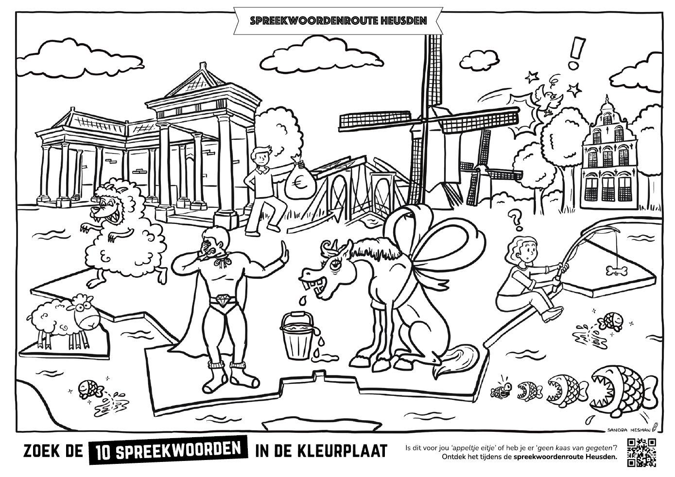 Kleurplaat Spreekwoordenroute Heusden