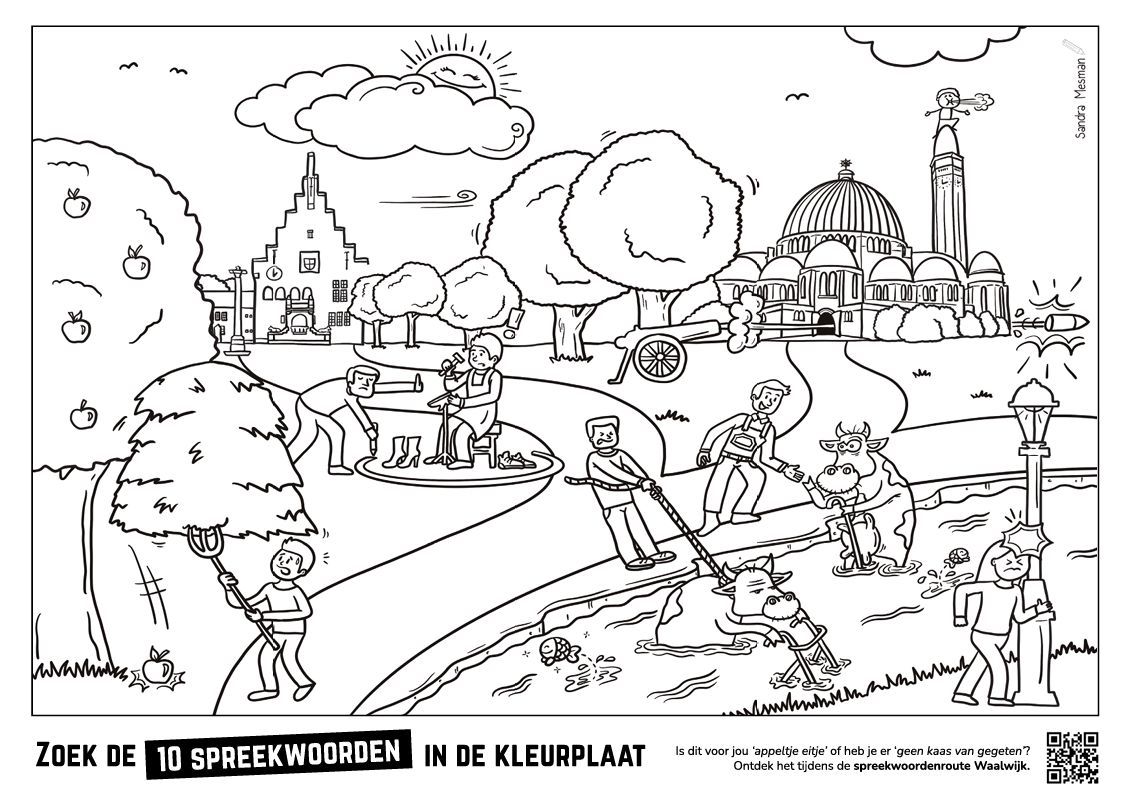 Kleurplaat Spreekwoordenroute Waalwijk