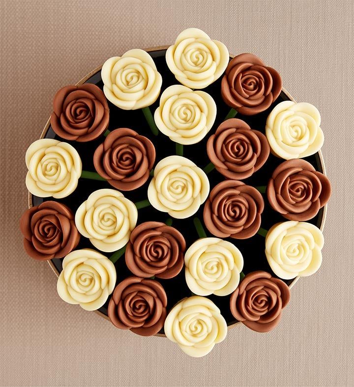 Fleur De Chocolate® Belgian Chocolate Roses - Classic Milk &amp; White