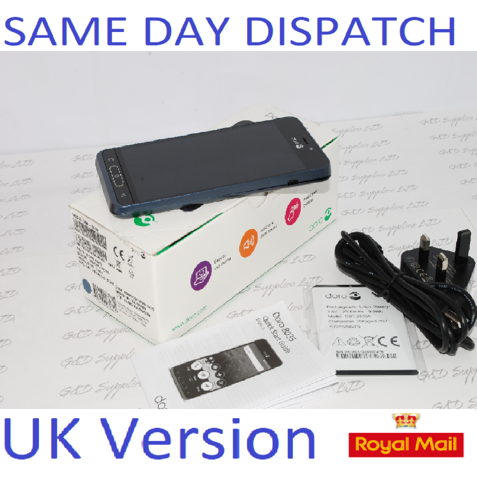 Doro 8035 DSB-0170 16GB Memory, Unlocked SMART PHONE BLUE UK STOCK #