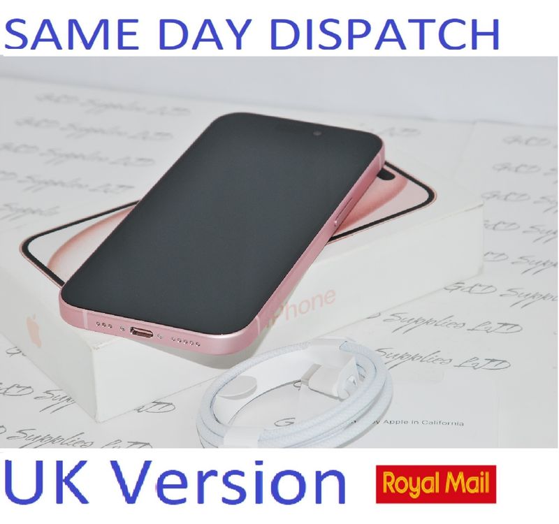 Apple iPhone 15 5G 256GB SIM-Free Unlocked Pink NEW 100% Battery