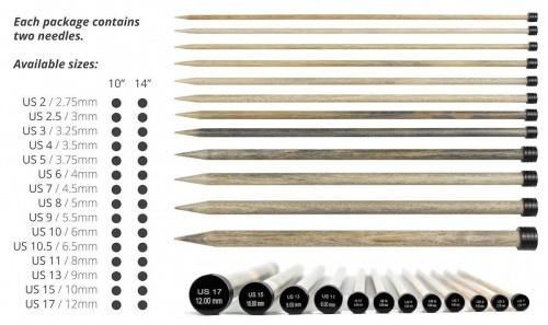 Lykke - Driftwood Single Point Needles, Length: 10", Size: US 8