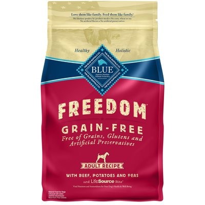 **CHECK OUT BULK SAVINGS** Blue Buffalo Freedom Grain Free Beef Recipe Adult Dog Food, 4 lbs (3/22)