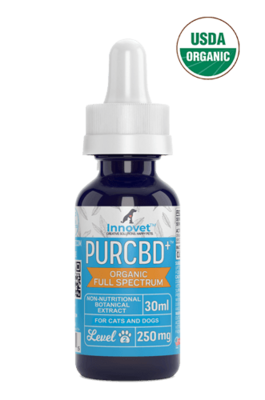 NEW- DIRECT FROM FACTORY - INNOVET PurCBD Oil (250mg) Up to 25 - 50 lbs (250 mg CBD per 30 Ml bottle)