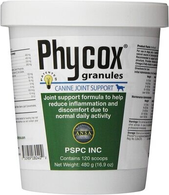 **NEW** Direct from the factory - PHYCOX Granules Canine Joint Supplement 120 doses 480 grams