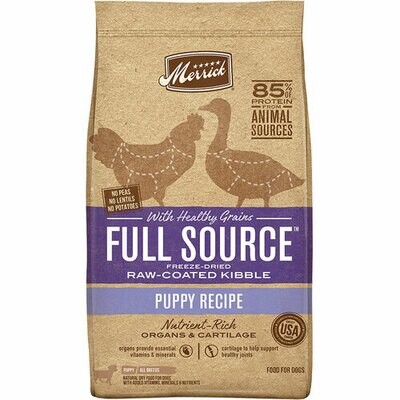 **CHECK OUT BULK SAVINGS** MERRICK FULL SOURCE "PUPPY"  FREEZE-DRIED * RAW-COATED KIBBLE CHICKEN DRY DOG FOOD 10 LBS (3/22)