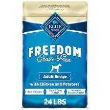 **BULK** 1300 LBS BAGS+/- FEED ALL SAME - BLUE BUFFALO GRAIN-FREE WITH CHICKEN, POTATOES & PEAS ADULT DRY DOG FOOD 24 LBS BAGS (5/22)