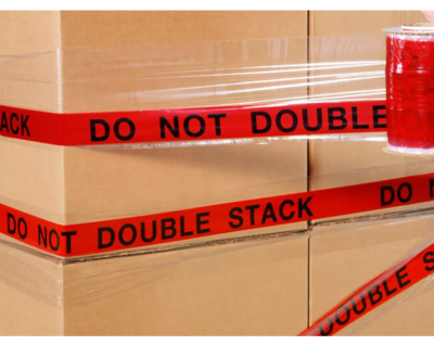 TAPE - NEW "DO NOT DOUBLE STACK", 80 GAGE, 5" X 500 FT EACH ROLL