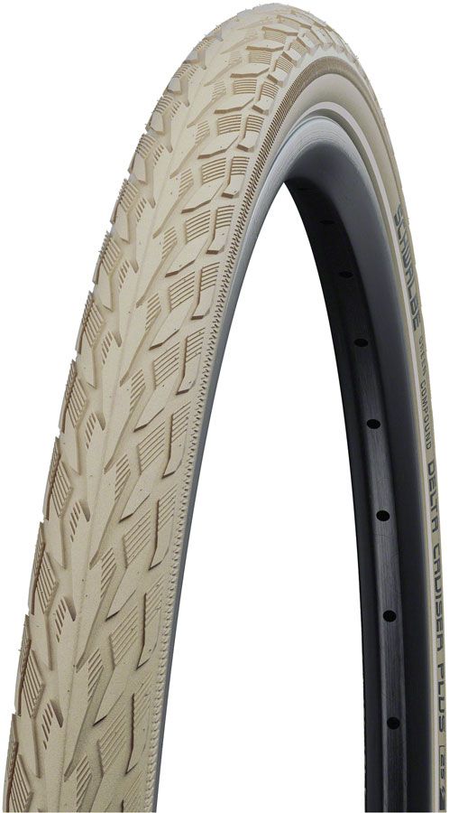 Schwalbe Delta Cruiser Plus Tire - 700 x 35, Clincher, Wire, Creme/Reflective, Active Line, PunctureGuard, SBC