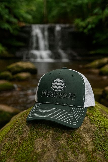 River Rags low pro Trucker 115 charcoal gray on white