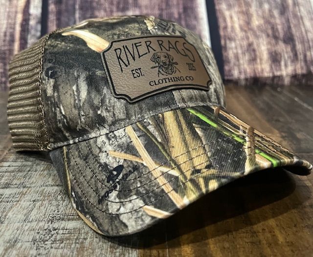 OG River Rags Trucker 111 Mossy Oak Habitat/brown Retriever patch