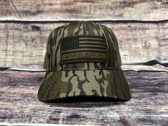 OG River Rags Trucker 112 bottomland Loden American flag patch