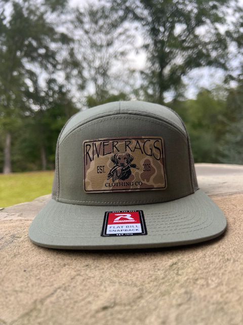 River Rags R168 7 panel solid Loden black Lab patch