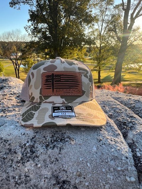 River Rags Trucker 112 camo Duck Harvest/Light tan American Faith patch