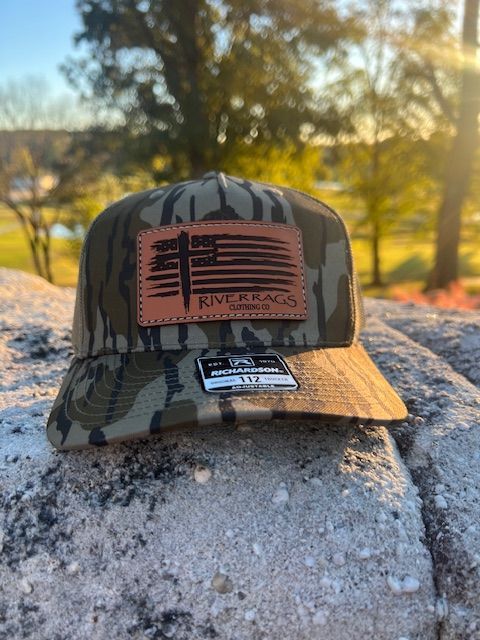 River Rags Trucker 112 camo Bottomland/Loden American Faith patch