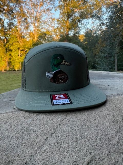 River Rags R168 7 panel solid Loden embroidered mallard River Rags R168 7 panel solid Loden embroidered mallard