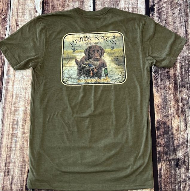 Southern Raised Tee Light Olive Chocolate Lab