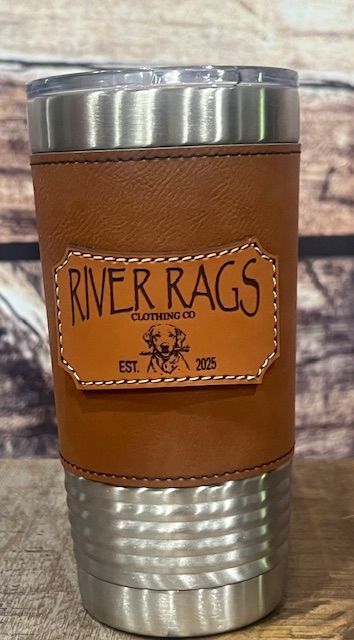 20 oz  leather wrapped tumbler with patch Golden Retriever