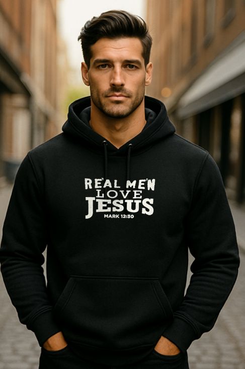 Real men Hoody BLACK Real men Hoody BLACK
