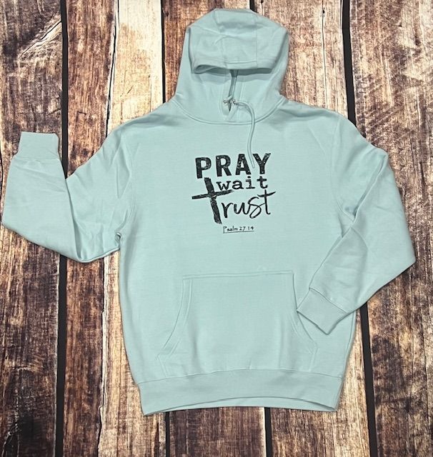 Pray, Wait, Trust Hoody  Bue mist