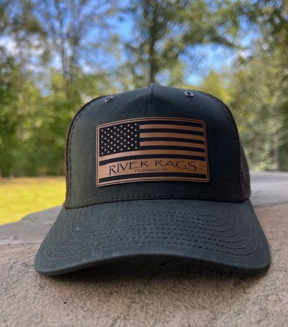 River Rags Trucker 112WH American flag patch Dark Olive/Coffee