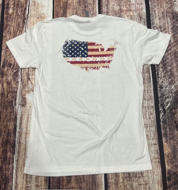 distressed American Tee White distressed American Tee White